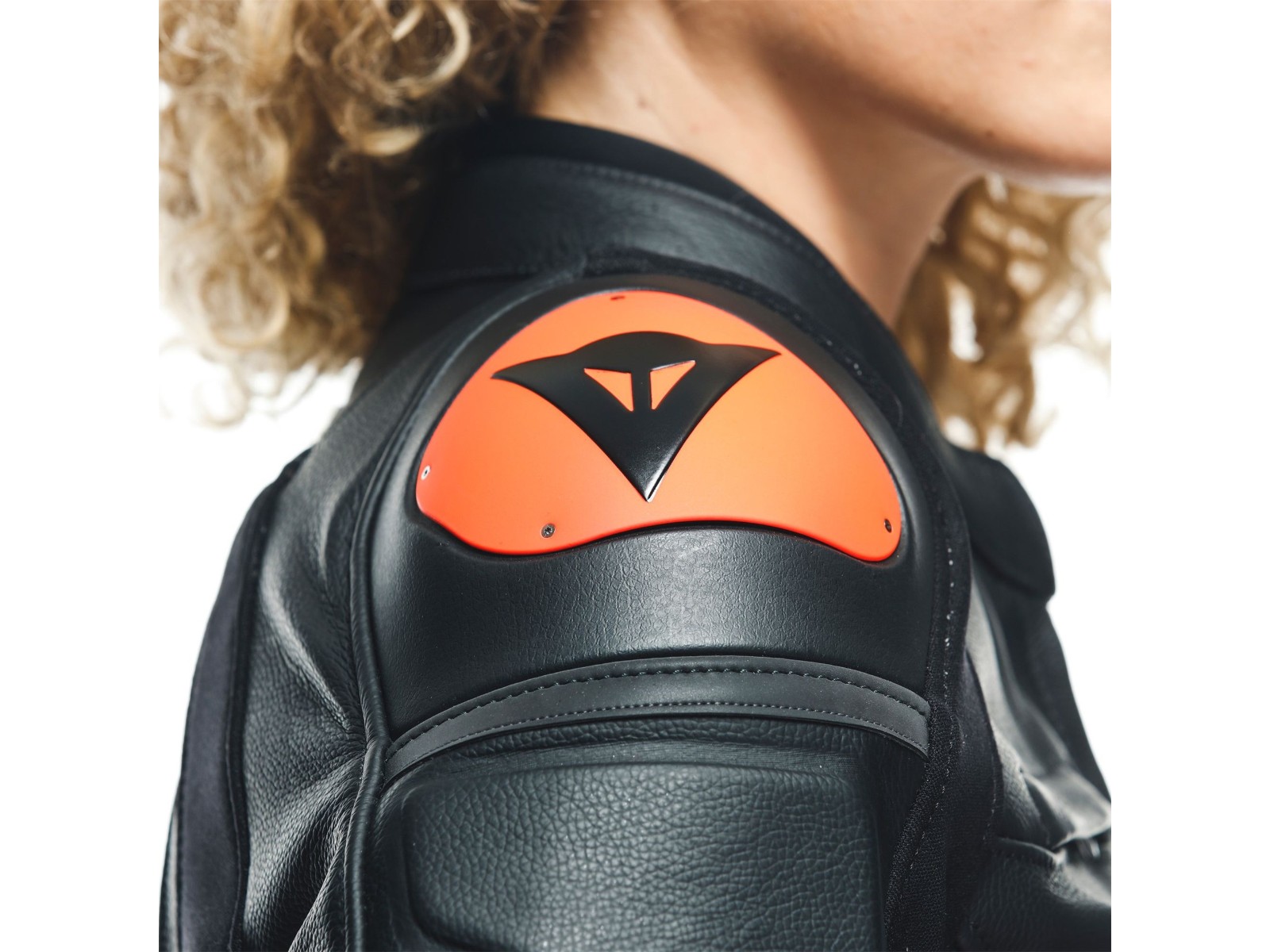 DAINESE スウェット ジャケット フルジップ 本革 肘パッド オレンジ M Dainese Sportiva Leather Jacket Black/Lava-Red/White