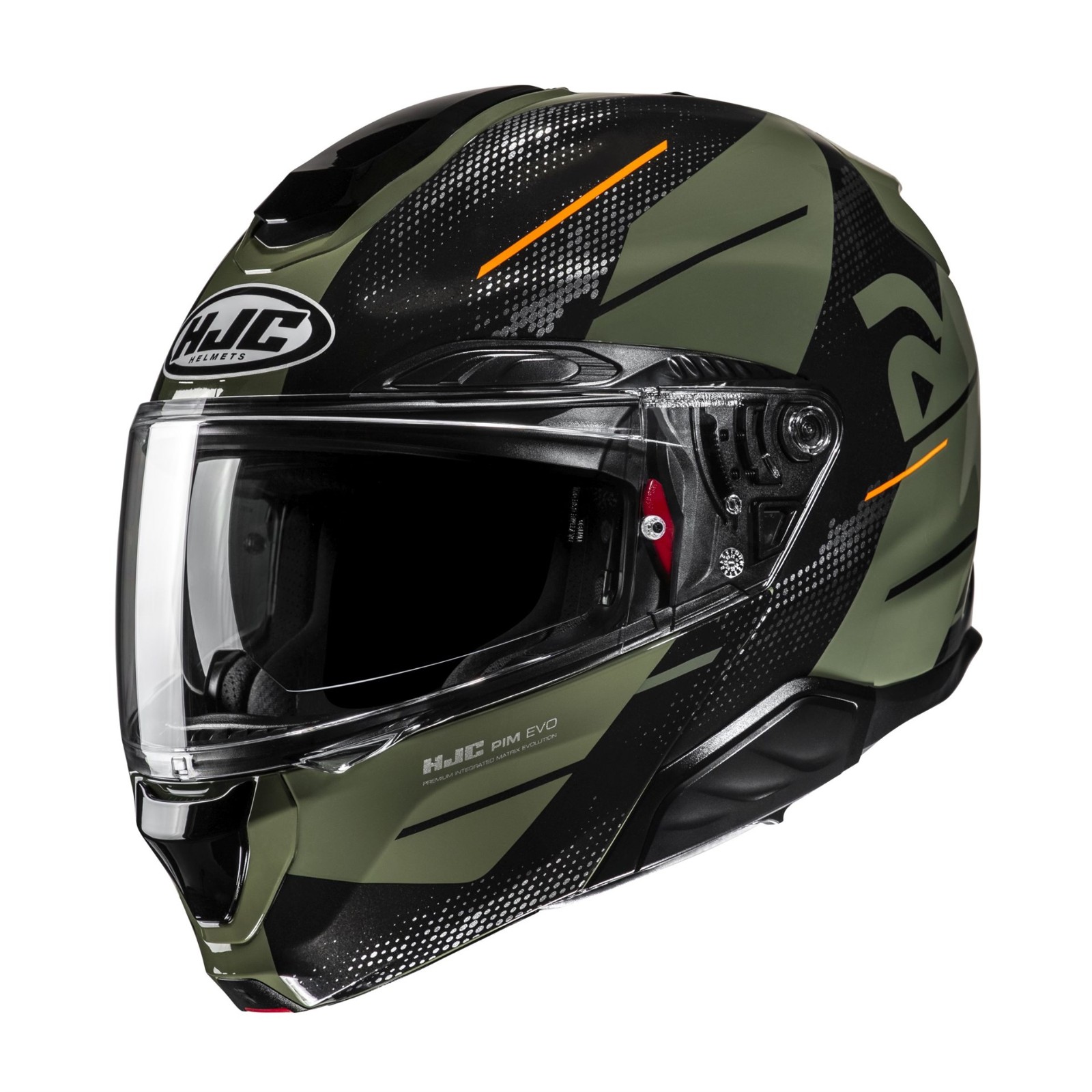 HJC Rrpha 91 Blat MC-7 flip-up helmet olive green with sun visor