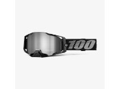 100% Armega Goggle Black - Mirror Silver Lens MX Cross Brille schwarz Glas silber verspiegelt