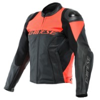 Dainese Racing 4 Perforiert Sommer Lederjacke Schwarz/Neon-Rot