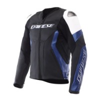Dainese Racing 5 Lederjacke weiss/blau/schwarz