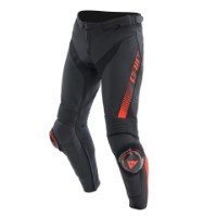 Dainese Super Speed Lederhose Schwarz/Rot-Fluo