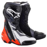 Alpinestars SuperTech R Stiefel schwarz/neon-rot/weiss/grau