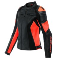 Dainese Racing 4 Lady Lederjacke schwarz/neon-rot
