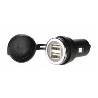 HS-Motorradteile double USB 2.0 adapter | 12V-24V | Max. 2000mA output 2x DC