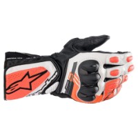 Alpinestars SP-8 V3 leather glove Leder Handschuhe schwarz/weiss/neon-rot