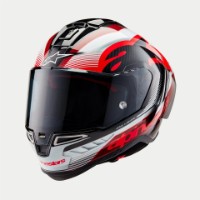 Alpinestars Supertech R10 Team Carbon Helm schwarz Carbon rot weiss glossy