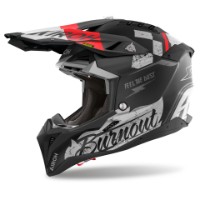 Airoh Aviator 3 Burnout matt-Schwarz/Grau-Rot Motocross / Enduro Helm