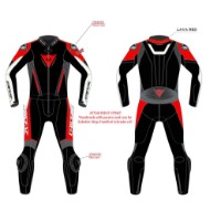 Dainese Demon Sprint 2-Teiler Lederkombi schwarz/lava-red/weiss