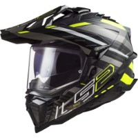 LS2 MX701 Explorer C Edge 06 Black/H-V Yellow Titanium Adventure Helm