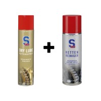 S100 Chain Maintenance Dry Lube Set (Dry Lube Chain Spray 400ml + Chain Cleaner Power Gel 300ml)