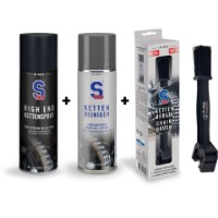 S100 High End Maintenance Set 2 (High End Chain spray 300ml + Chain Cleaner Power Gel 300ml + chain brush)