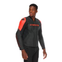 Dainese Racing 5 perforiert Lederjacke Sommer schwarz/schwarz/neon-rot