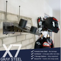 Gray steel X7 Wand Helm Halter / Motorradgarderobe / Halter für Motorradbekleidung / gear wall mount