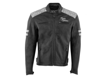 Jari Lederjacke Grau/Schwarz