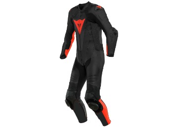 Dainese Laguna Seca 5 perforated leather suit 1-piece black / fluo-red