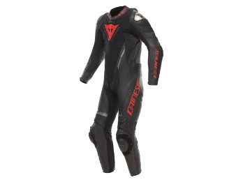 Dainese Demon Sprint Perf. 1-Piece Leather Suit Black/Black/Red