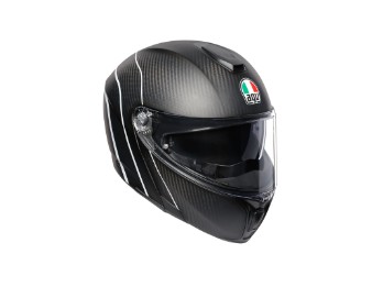 Sportmodular Refractive Carbon Klapp-Helm matt-schwarz/silber