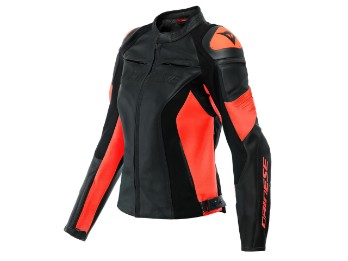 Dainese Racing 4 lady leather jacket black/fluo-red