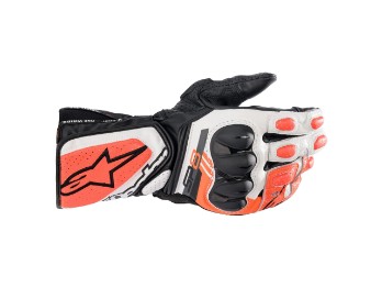 Alpinestars SP-8 V3 leather glove Leder Handschuhe schwarz/weiss/neon-rot