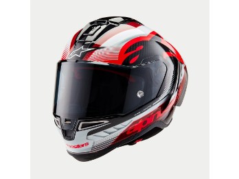 Alpinestars Supertech R10 Team Carbon Helm schwarz Carbon rot weiss glossy