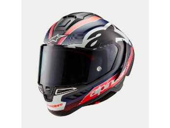 Alpinestars Supertech R10 Team Carbon Helm schwarz Carbon neon-rot dunkel blau matt