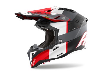 Airoh Aviator 3 Leader sw/grau/weiss/rot Motocross / Enduro Helm