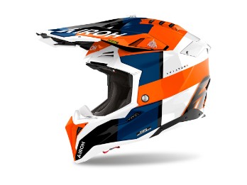 Airoh Aviator 3 Monarch weiß/orange-blau Motocross / Enduro Helm