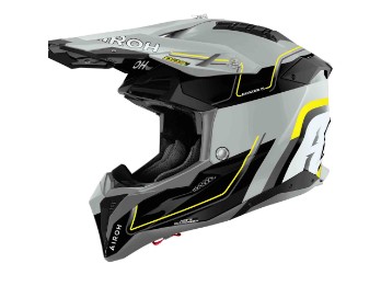 Airoh Aviator 3 Leader Grau/Schwarz/neon-Gelb Motocross / Enduro Helm