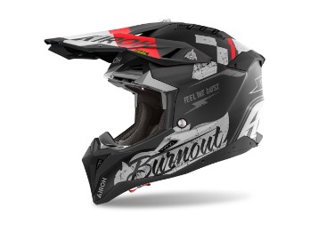 Airoh Aviator 3 Burnout matt-Schwarz/Grau-Rot Motocross / Enduro Helm