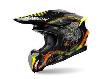 Airoh Twist 3 Toxic Schwarz/Orange-Grün Motocross / Enduro Helm