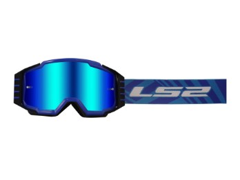 LS2 Charger Pro Goggle Blue Glass: Iridium blue mirrored