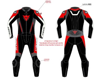 Dainese Demon Sprint 2-Teiler Lederkombi schwarz/lava-red/weiss