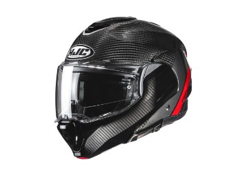 HJC F100 Carbon Stan MC-1 rot Klapp-Helm