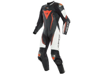 Dainese Misano 2 Dair perf. leathersuit black/white/fluo-rot