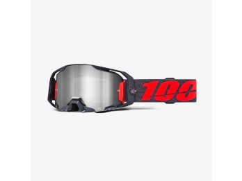 100% Goggle ARmatic Turo  / Silver Mirror Lens MX Cross Enduro Brille mit Glas: silber verspiegelt