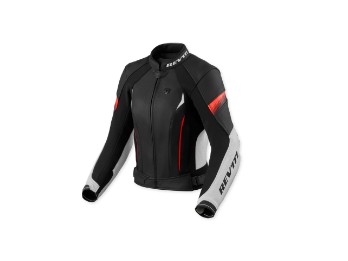 Revit Xena 4 Lady Damen Lederjacke weiss/neon-rot