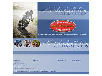 Gutschein / Geschenkgutschein - Dainese Frankfurt C. Schrader KG www.ZSF.info