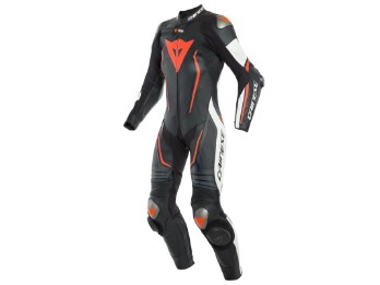 Dainese Misano 2 Lady Dair perf. leathersuit balck/white/fluo-red