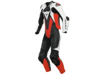 Dainese Laguna Seca 5 perf 1-piece leather suit black / white / fluo-red