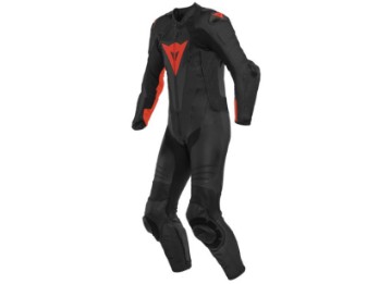 Dainese Laguna Seca 5 perforiert 1-Teiler Lederkombi Schwarz/neon-Rot