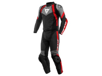 Dainese Avro 4 2 Teiler Lederkombi schwarz/grau/rot