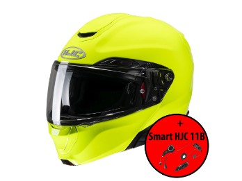 HJC Rpha 91 Klapp-Helm neon-gelb mit SMART HJC 11B gratis