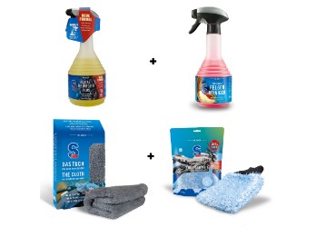 S100 Motorcycle Cleaning Set No. 2 (Wash Mitt + Microfibre cloth + Total Cleaner plus 750ml + Rim Cleaner 500ml)