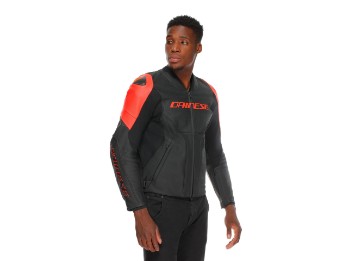 Dainese Racing 5 perforiert Lederjacke Sommer schwarz/schwarz/neon-rot