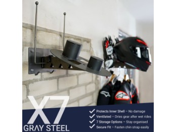Gray steel X7 Wand Helm Halter / Motorradgarderobe / Halter für Motorradbekleidung / gear wall mount