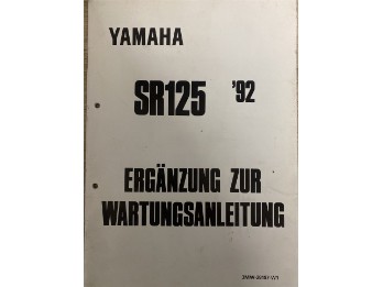 Yamaha Ergänzung zum Wartungsbuch dder SR125
