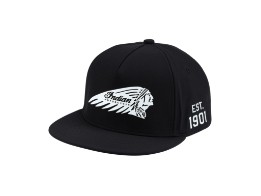 Headdress Flat Brim Cap, Schwarz 