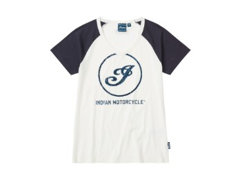 Navy Sleeve I Icon T-Shirt Damen weiß