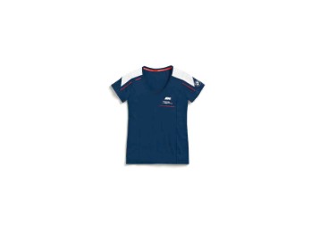 T-Shirt Motorsport Damen blau/weiß/rot
